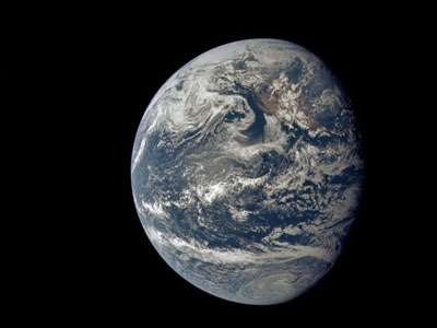 La Terre photographiée de la capsule le 16 juillet 1969